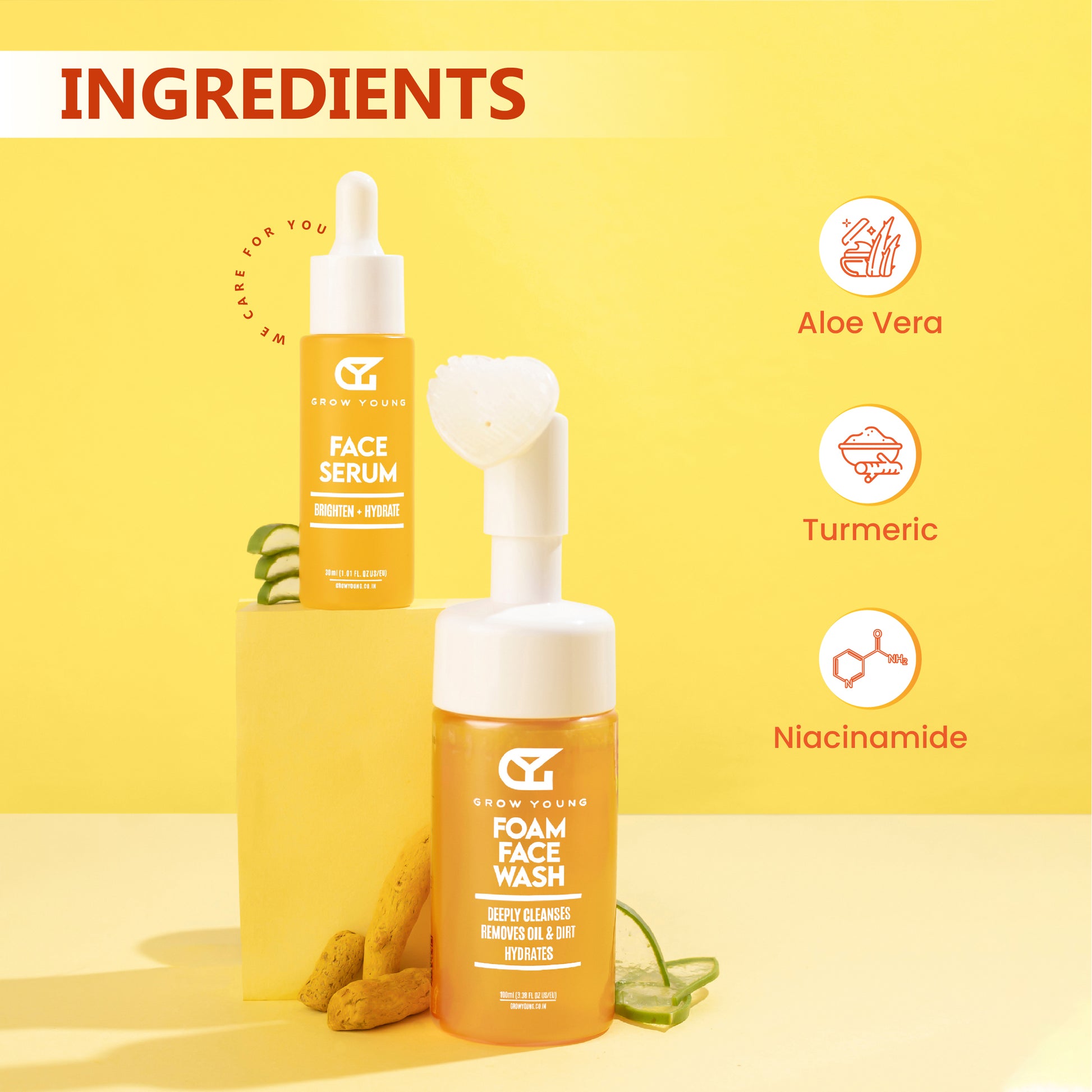 Grow Young Combo: Foam Face Wash + Face Serum