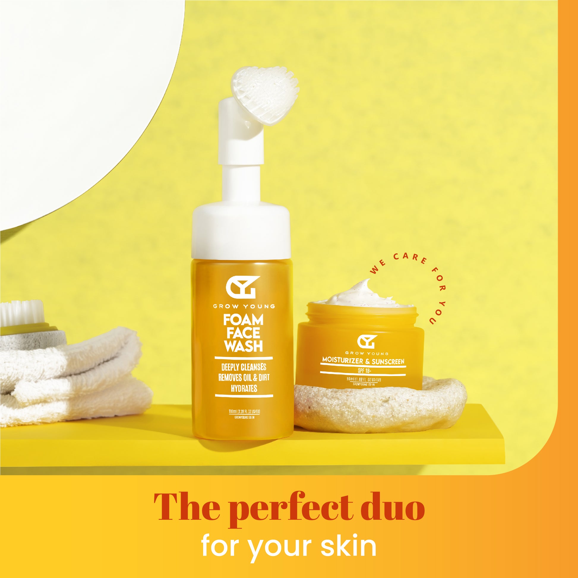 Grow Young Combo: Foam Face Wash + Moisturizer & Sunscreen