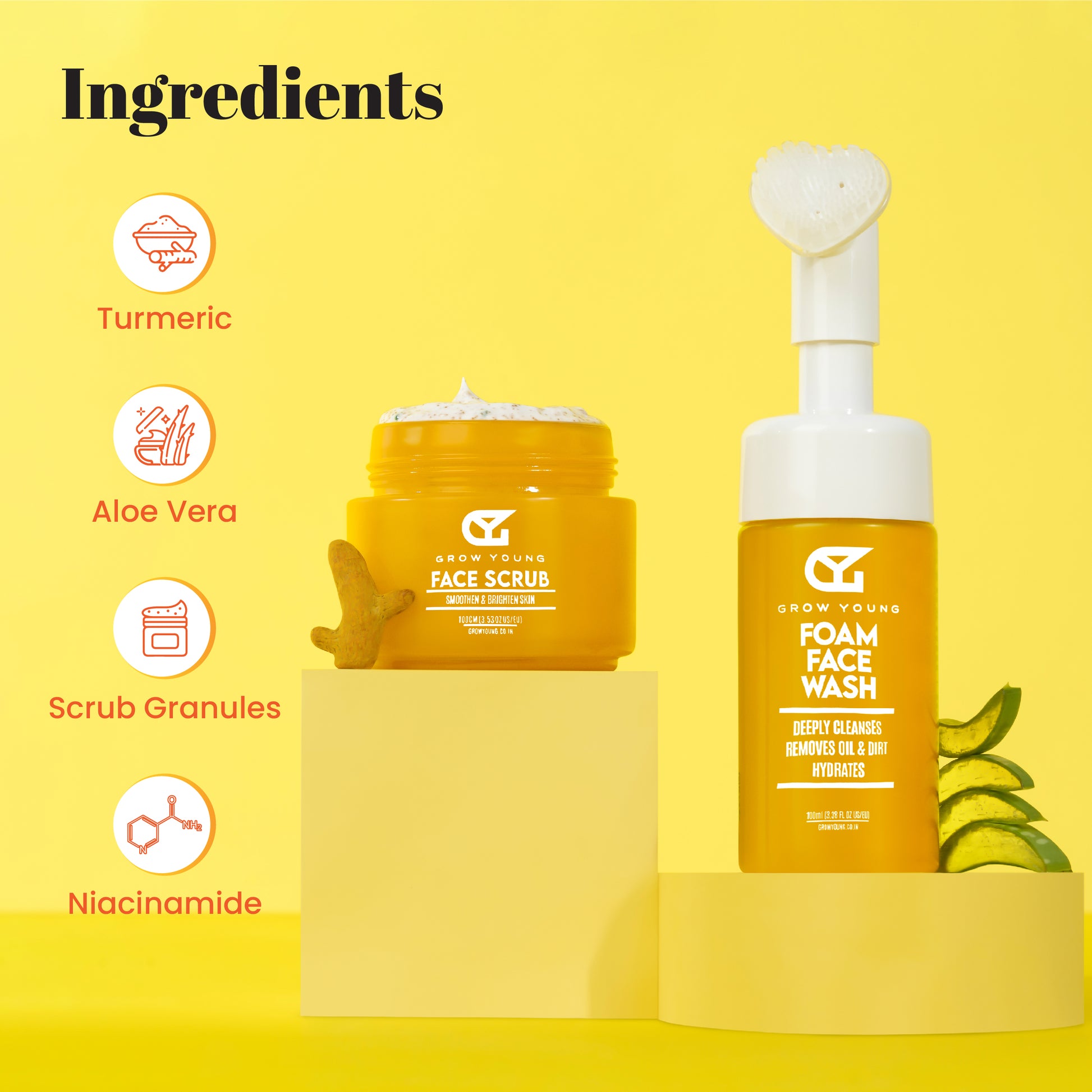 Grow Young Combo: Scrub + Foam Face Wash