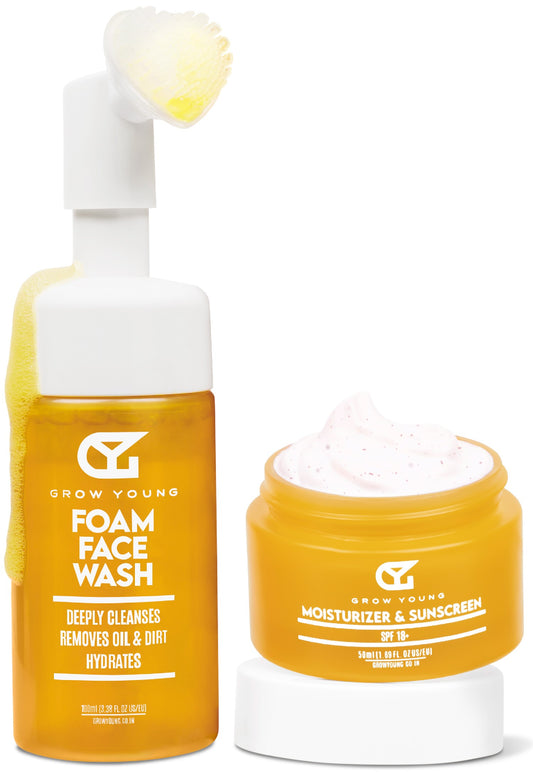 Grow Young Combo: Foam Face Wash + Moisturizer & Sunscreen